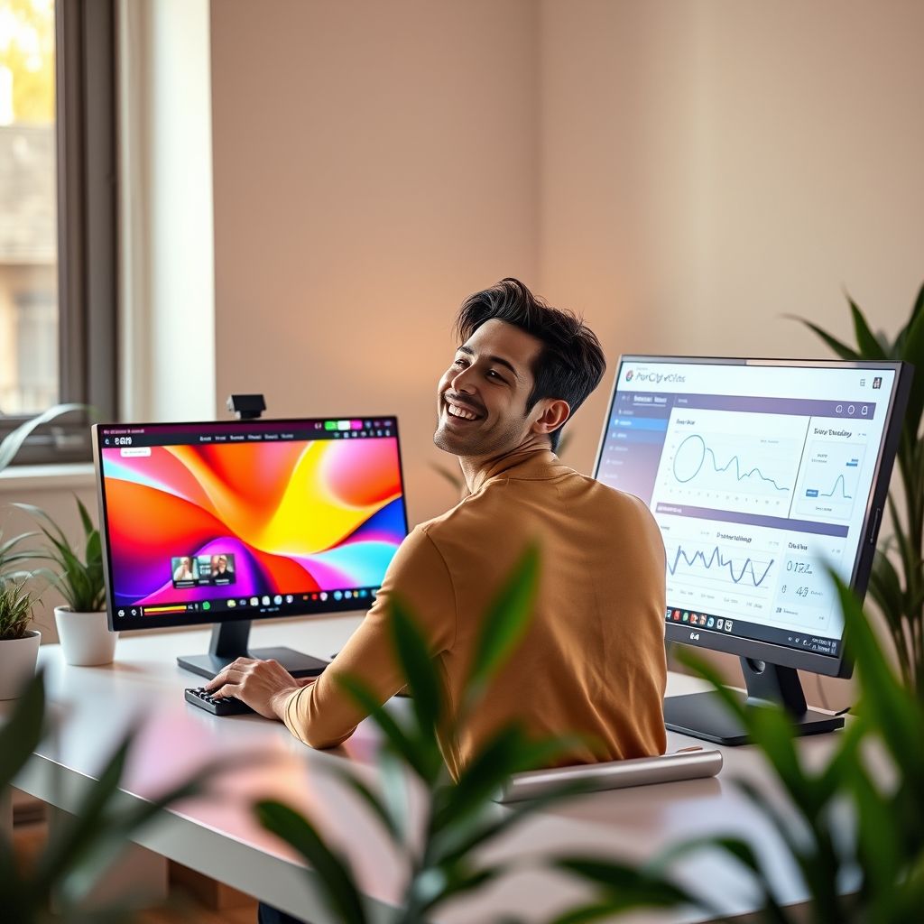 Happy person understanding lumen5 compared to proclip ai