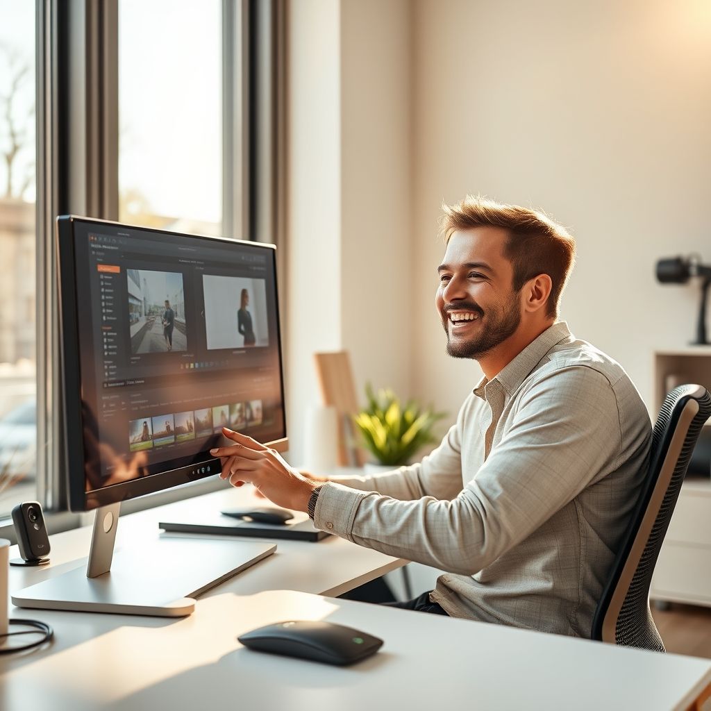 Happy person understanding veed.io better than proclip ai