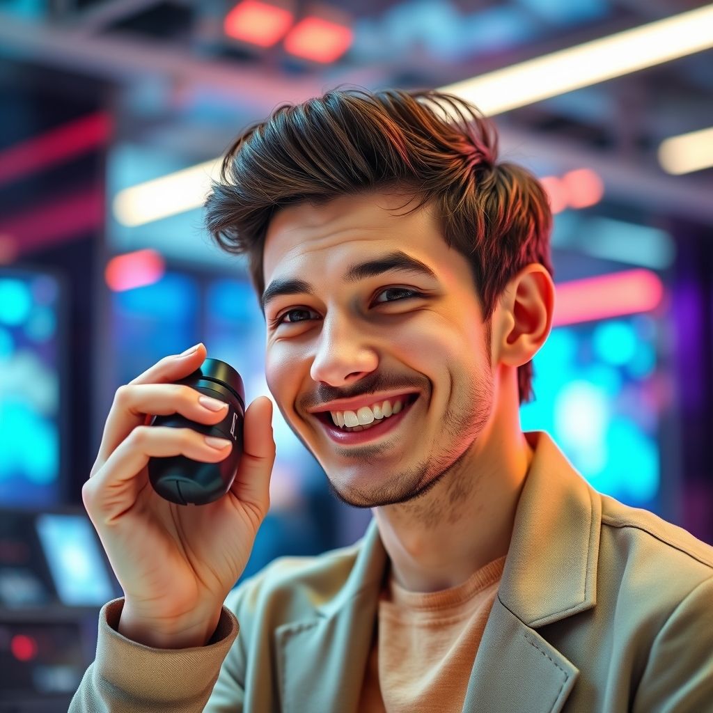 Happy person understanding voice clone solution for mobile apps