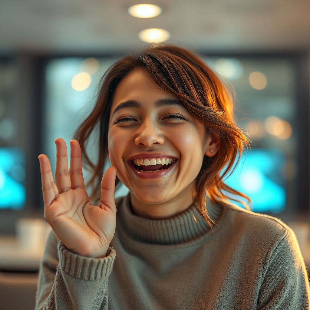 Happy person understanding voice cloning with emotion control