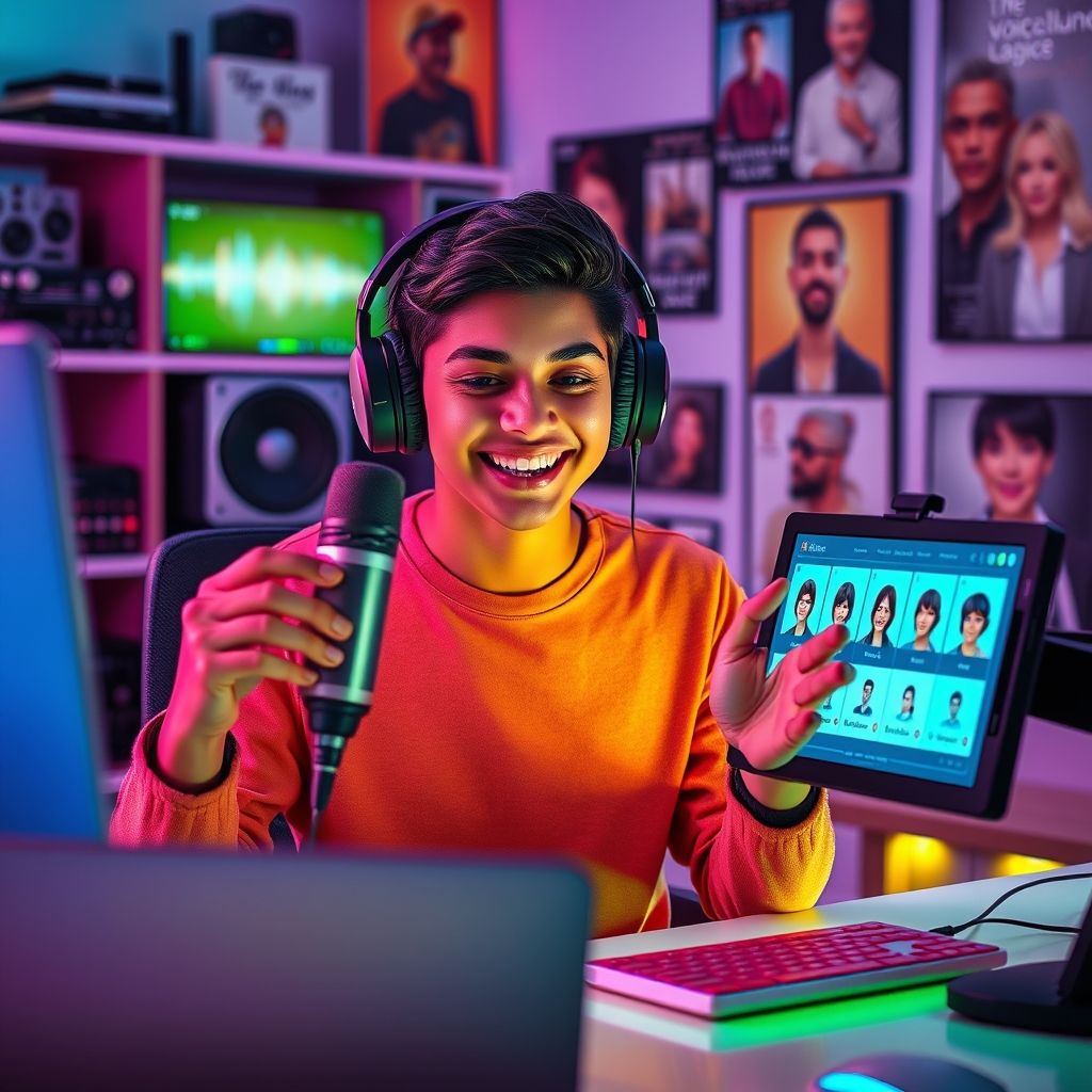 Happy person understanding Voicemod vs VocalClone AI real-time voice changing