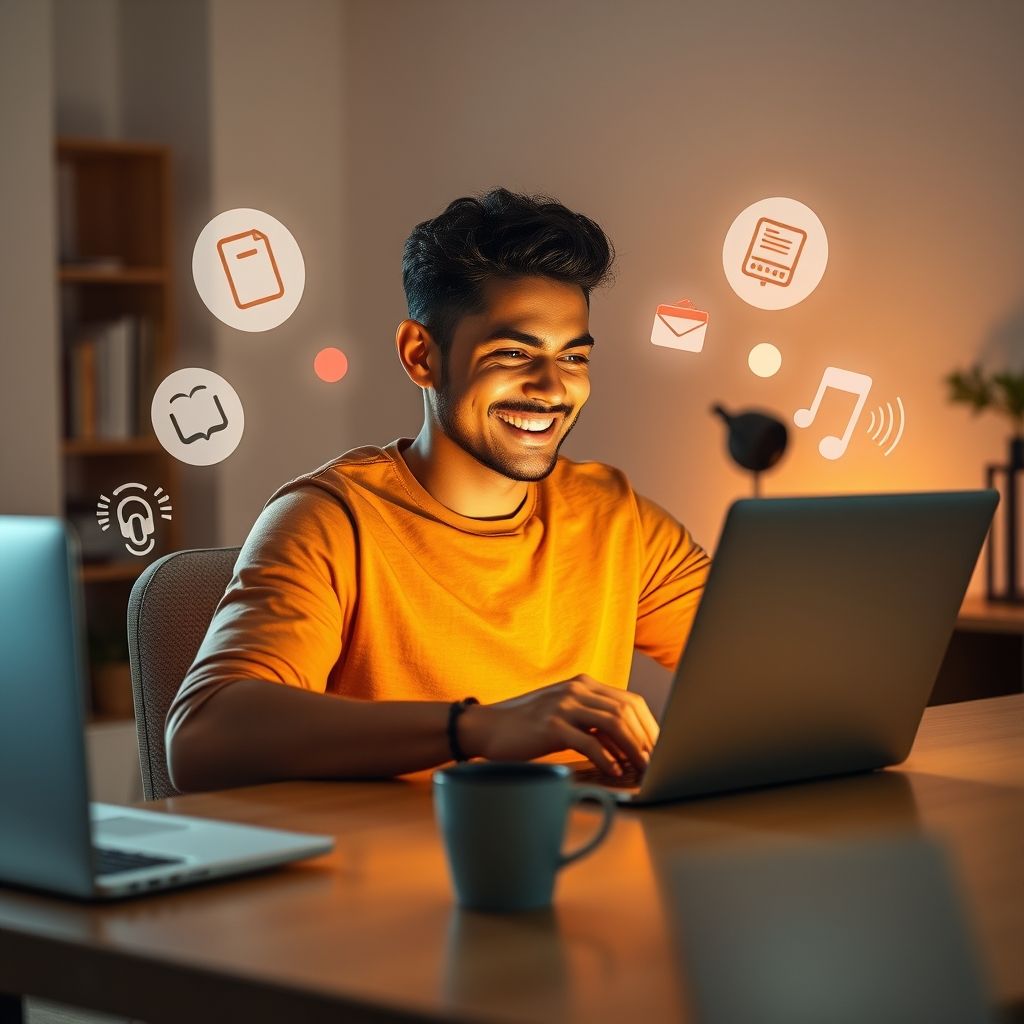 Happy person enjoying Audible Channels