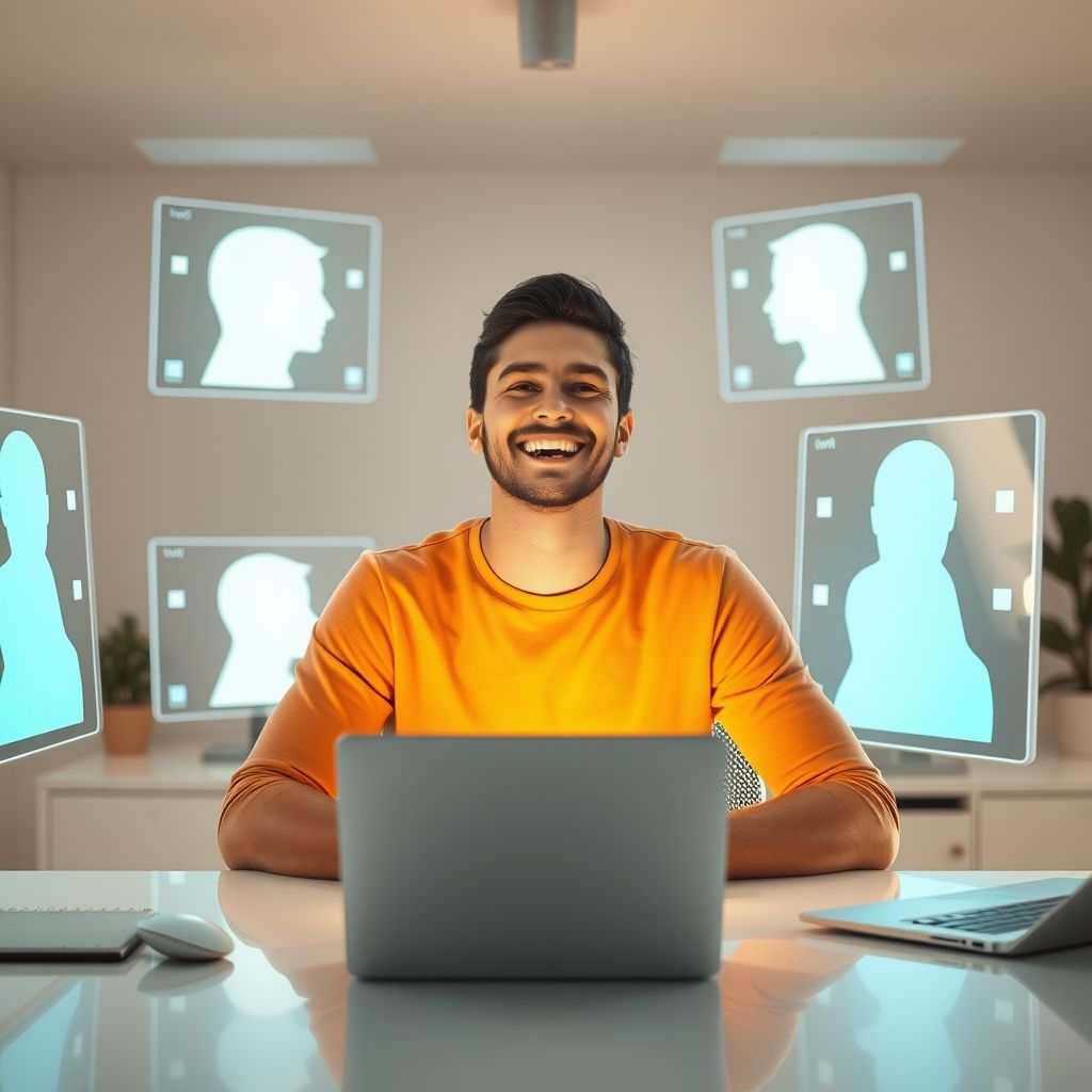 Happy person understanding What are faceless video AI tools