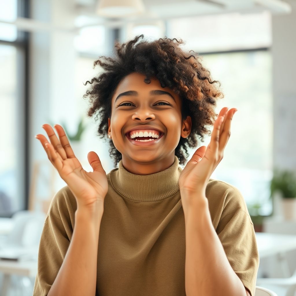 Happy person understanding What are the benefits of using AI for faceless content
