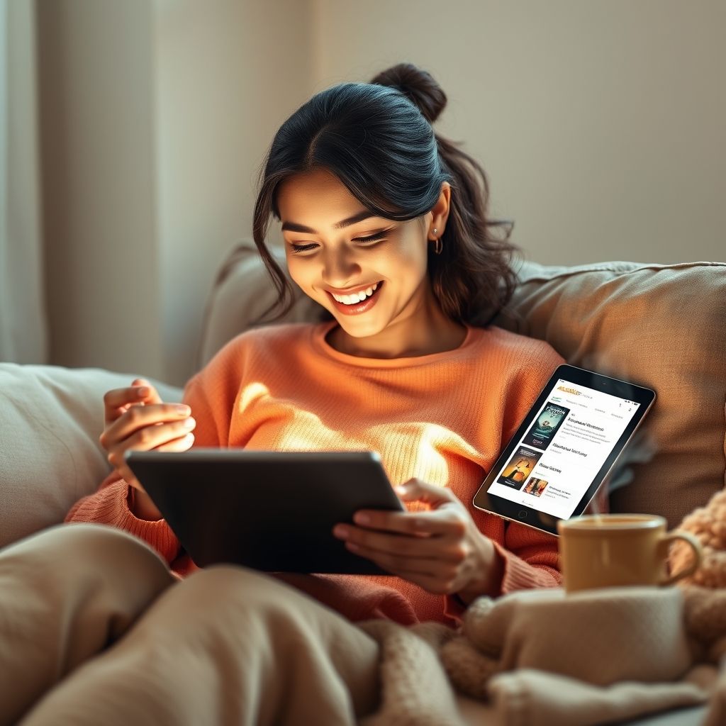 Happy person understanding what is the audible romance package and how does it work