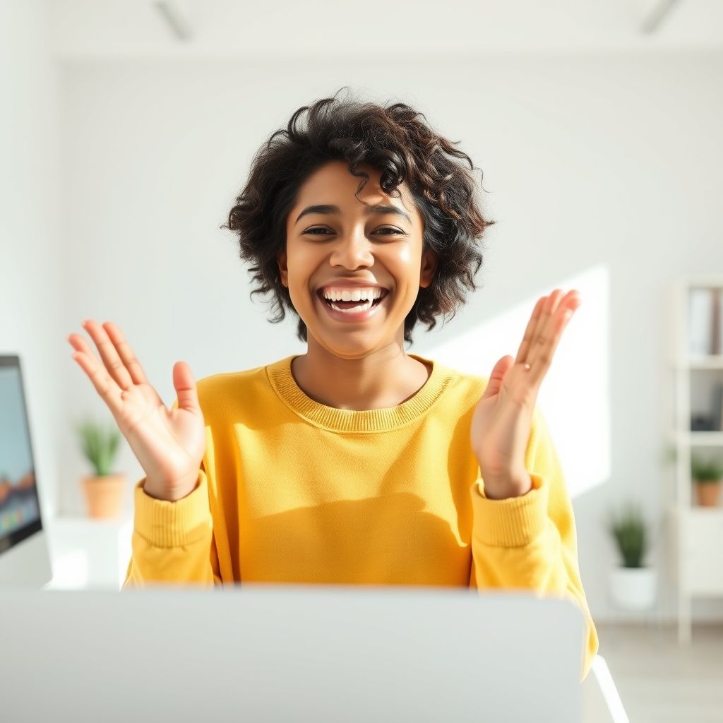 Happy person understanding what is the best text to video ai generator