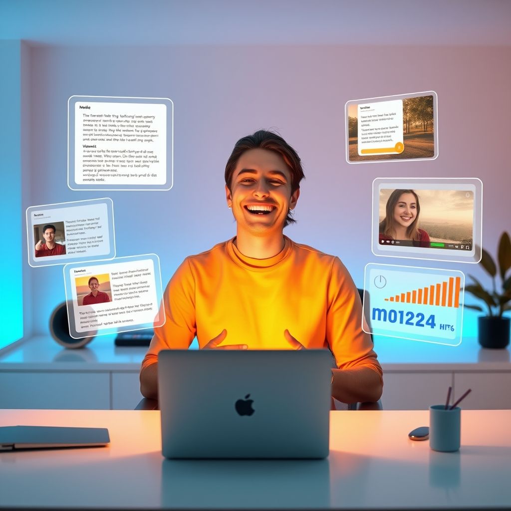 Happy person understanding What makes text to video content engaging