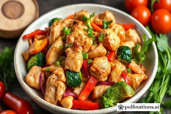 Receta de Pollo con Vegetales y Salsas