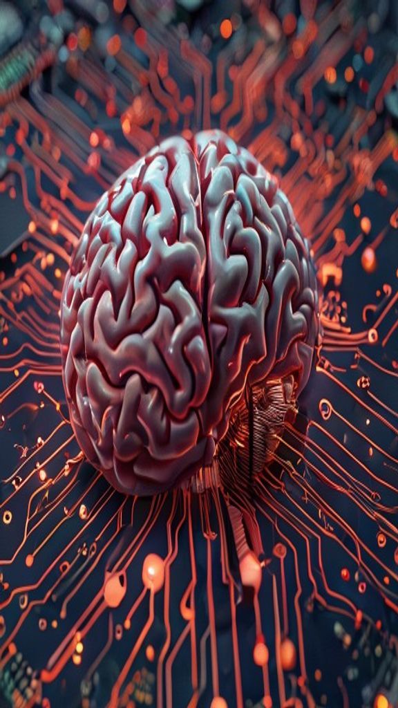 ภาพสมองมนุษย์รวมกับวงจรไฟฟ้าเพื่อความเป็นเลิศ