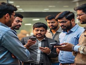 भारतीय मोबाइल यूजर चर्चा करते हुए