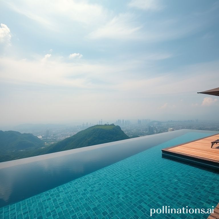 Kolam infinity edge di perbukitan Bandung