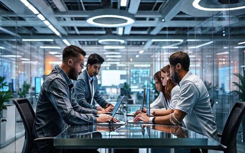 Innovative tech team collaborating