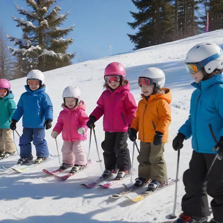 Ski image generated from prompt: kids learning to ski on bunny hill