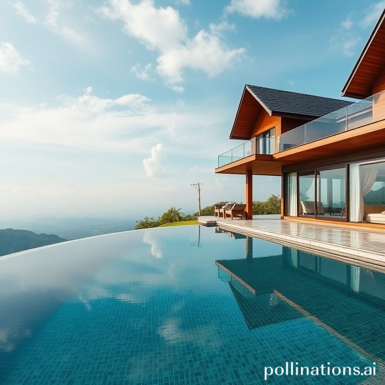 Kompleks villa besar dengan kolam infinity