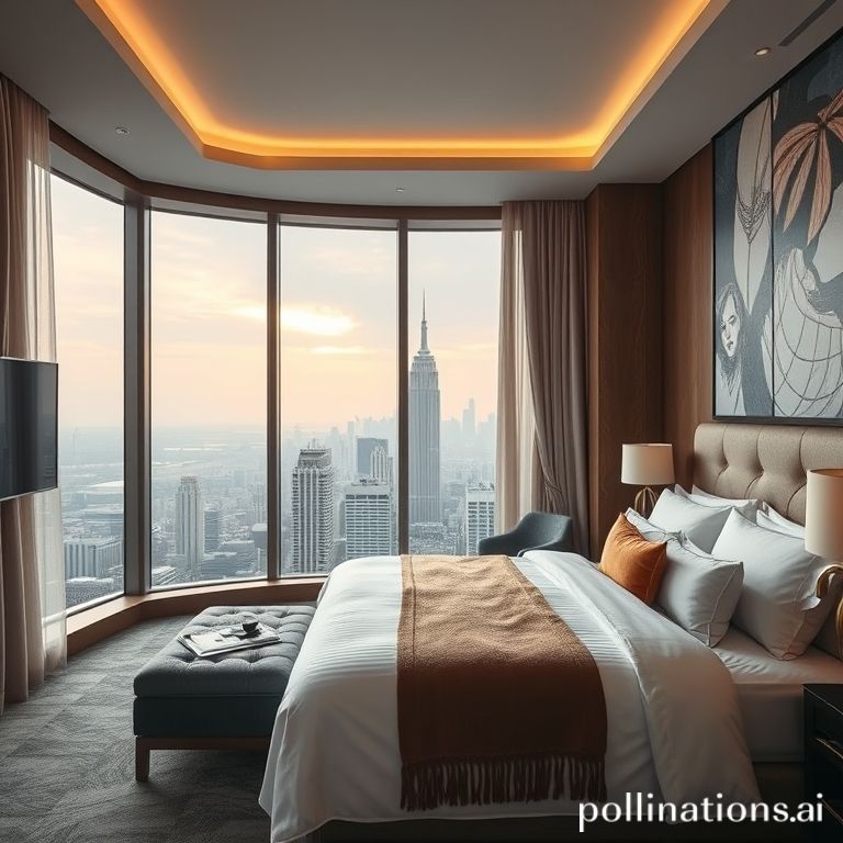 Kamar hotel mewah dengan pemandangan kota