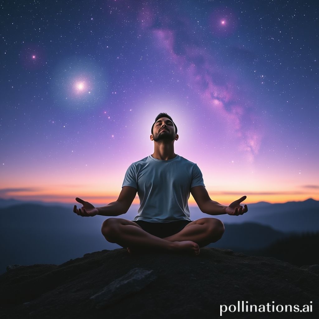 Homem Meditando Conectado ao Cosmos