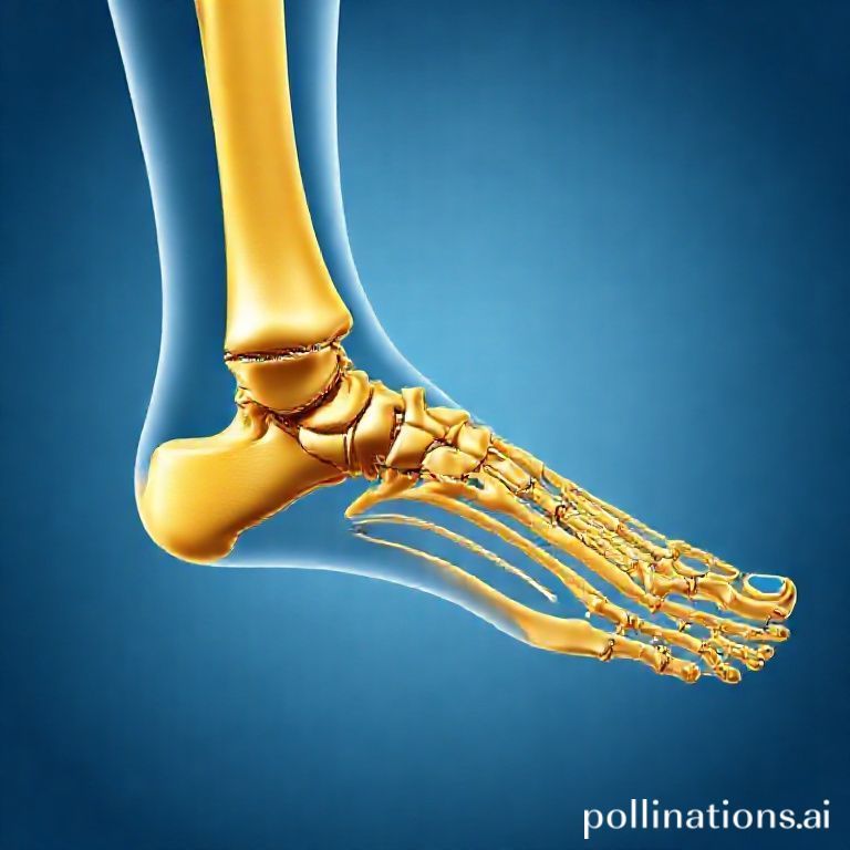 足のアーチ崩壊と脛骨のねじれの医学的イラスト