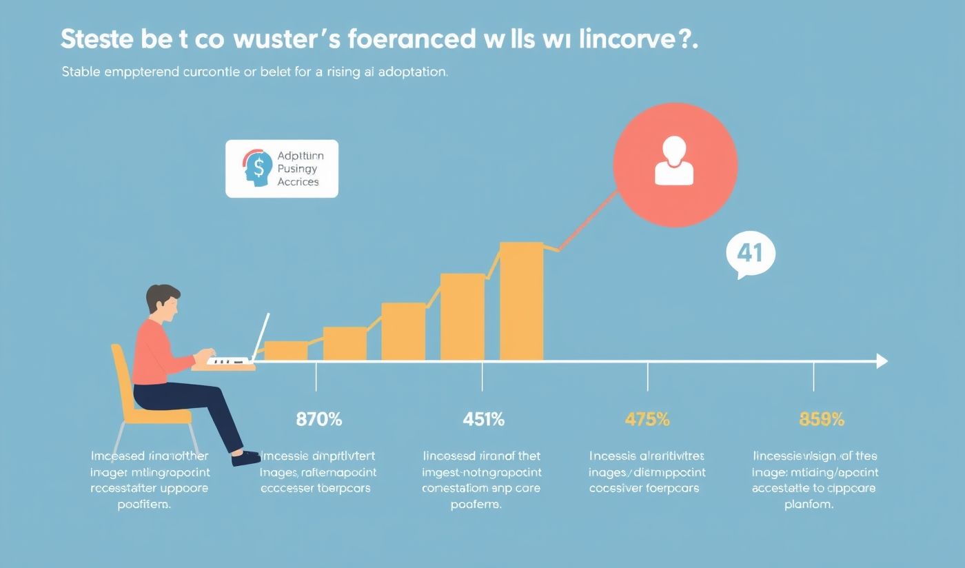 AI-generated infographic: stable employment trend alongside rising AI adoption