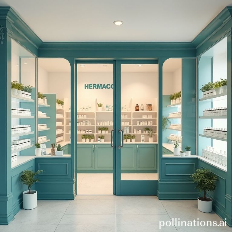 Interno dello shop erboristeria con dettagli teal