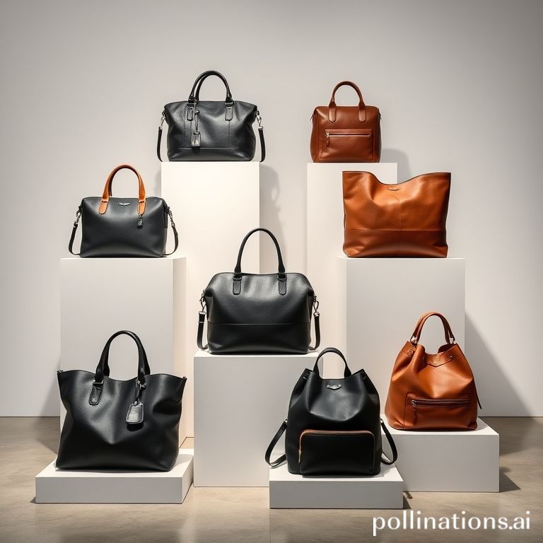 Display tas fashion minimal warna hitam dan tan