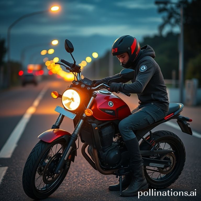 Montir motor panggilan memperbaiki motor di jalan