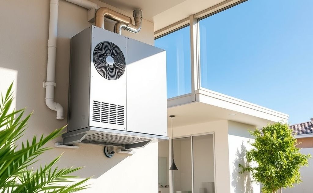 A modern HVAC system installed in a sunny Sacramento home.