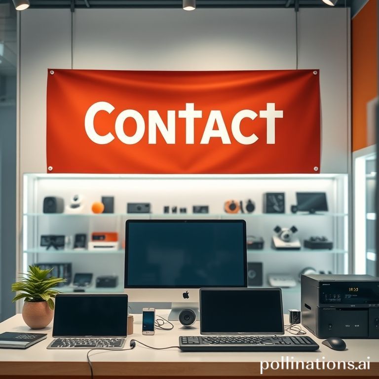 Devices on a desk representing contact section.