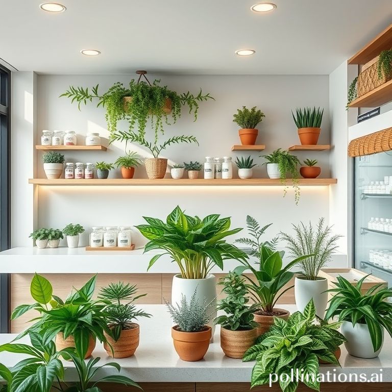 Banco di erboristeria moderno con piante