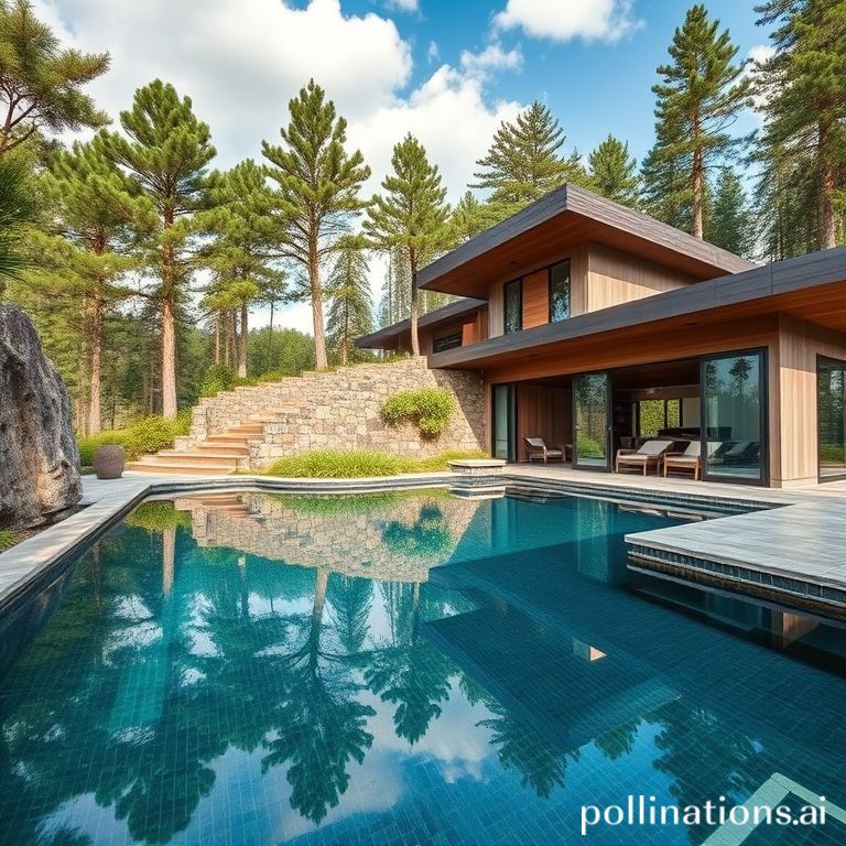 Villa modern dengan kolam dan hutan pinus
