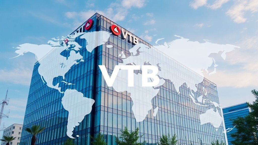 VTB银行现代化办公楼与全球金融网络示意图