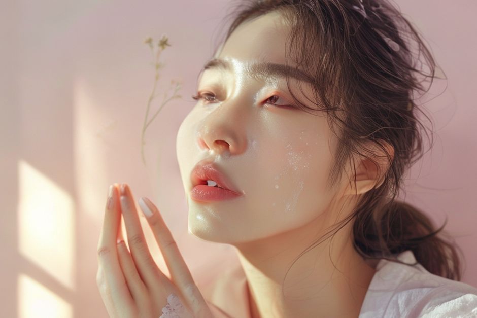 아침에 수분크림을 바르는 스킨케어 루틴 일러스트