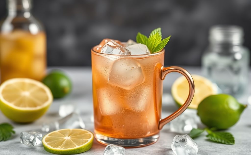 Mule drink in a refreshing glass with ice