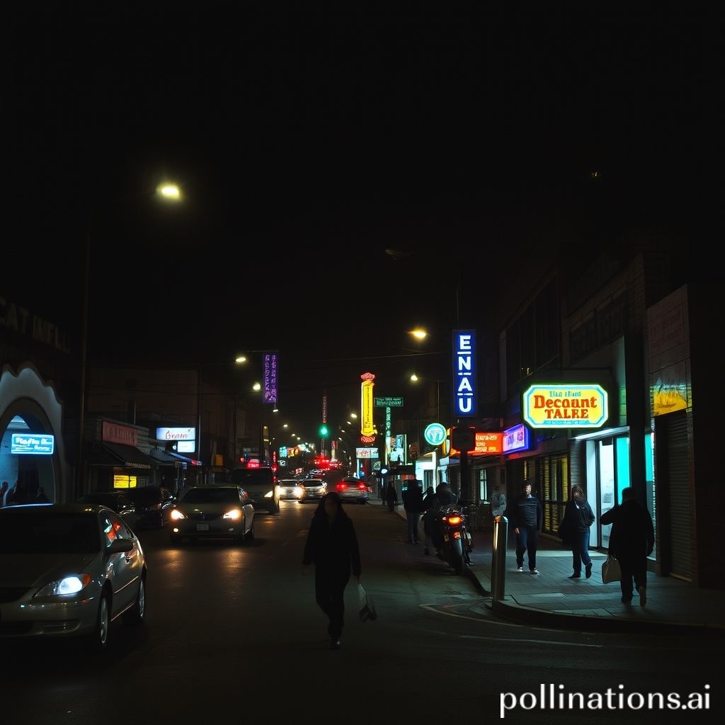 Una escena urbana nocturna en Tijuana con un aire de misterio