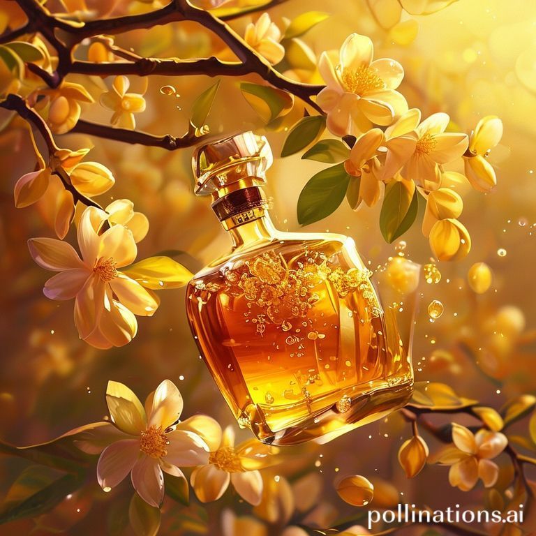 Golden osmanthus honey in a glass jar with blossoms