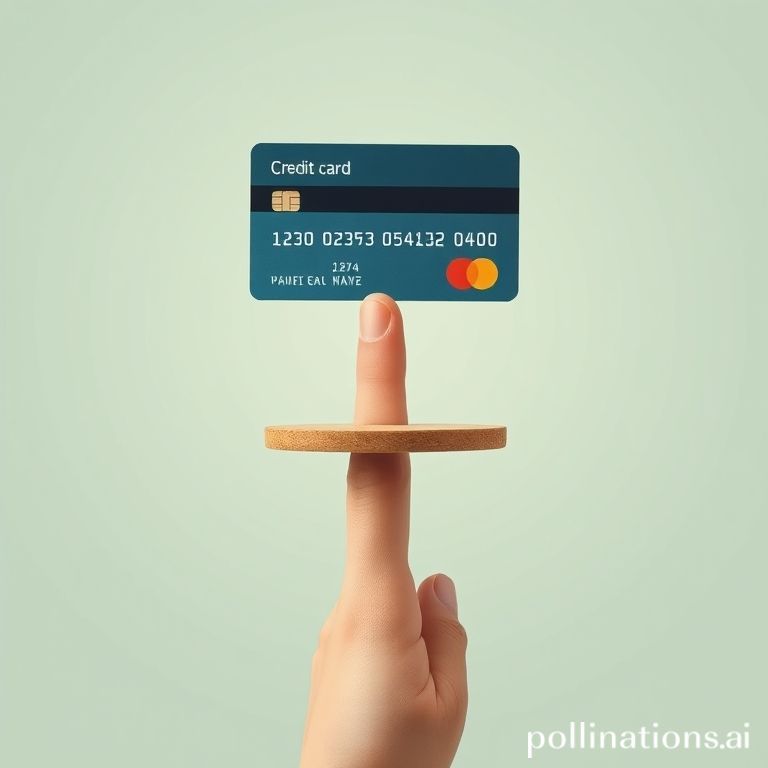Person balancing credit card, symbolizing financial balance