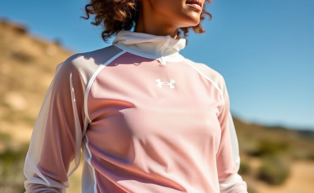 A person wearing lightweight, breathable clothing in a sunny outdoor setting.