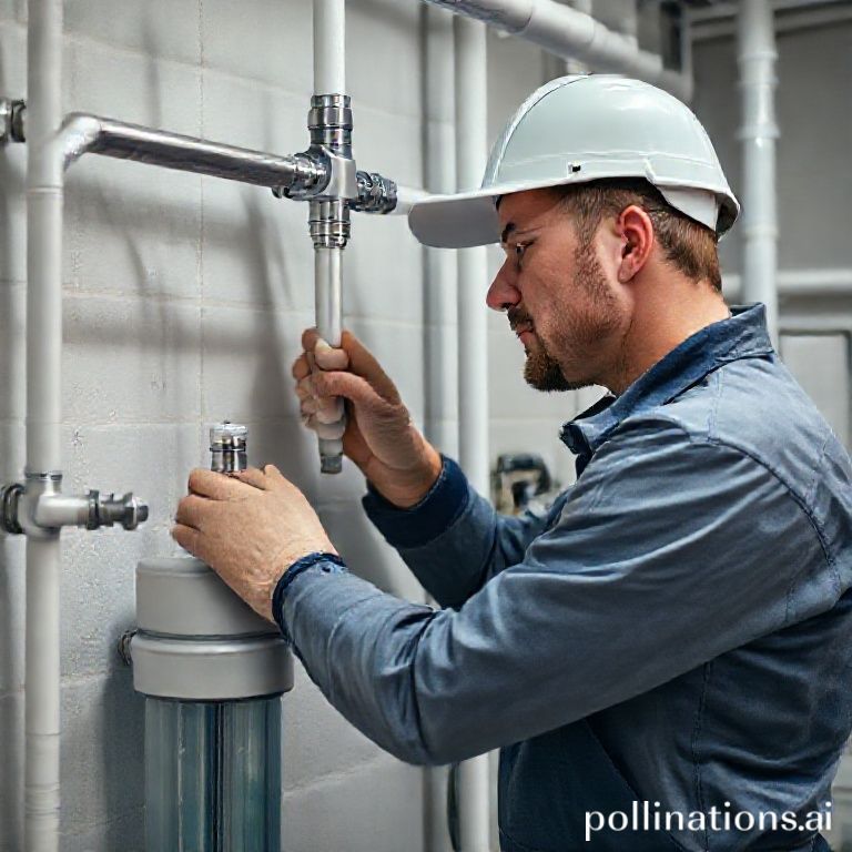 Plumber inspecting a water filtration system