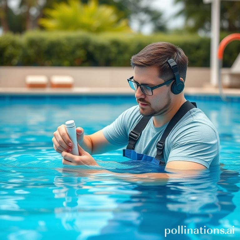 Teknisi merawat kolam renang