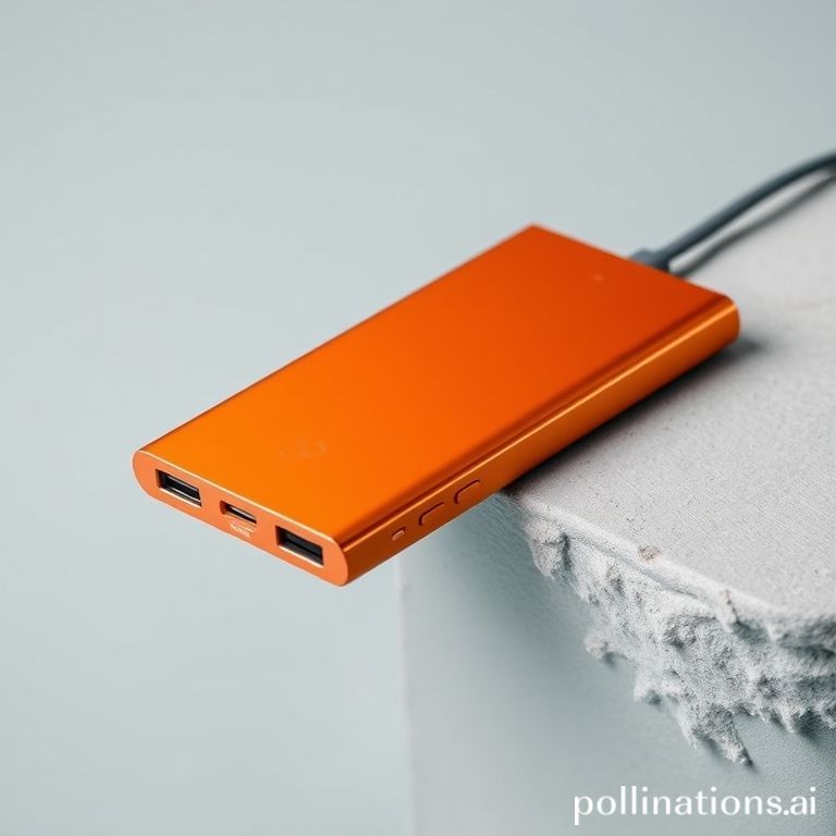 Power bank sottile in alluminio con accenti arancioni