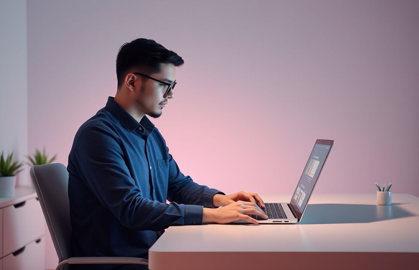 AI-generated image: professional upskilling session learning AI tools on a laptop