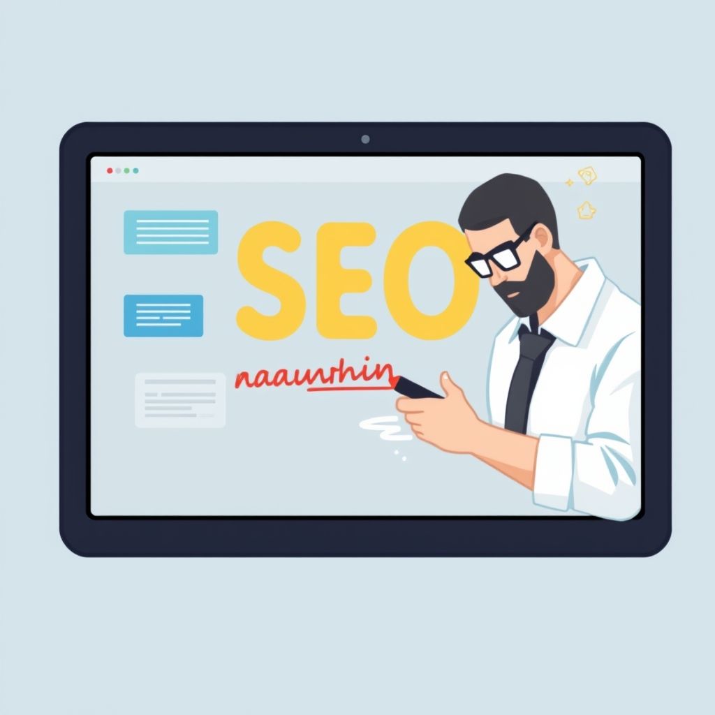 Professional using AI writing tool for SEO