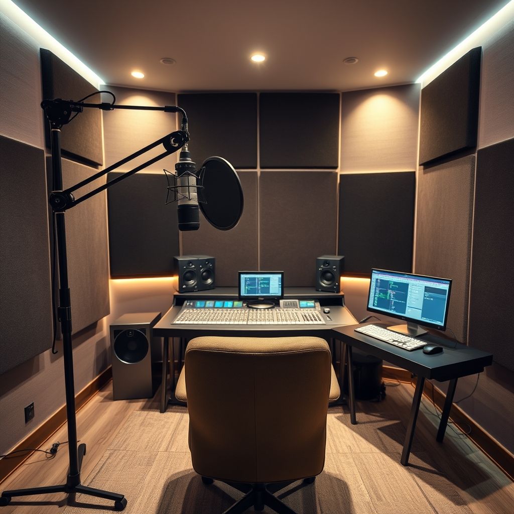 Professional voice recording studio setup