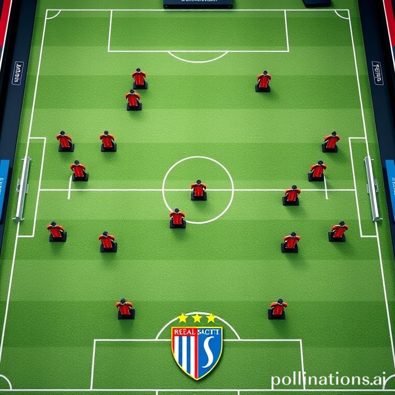 A detailed tactical board showing Real Sociedad's 4-3-3 formation with player magnets, indicating strategic positioning and potential movements.