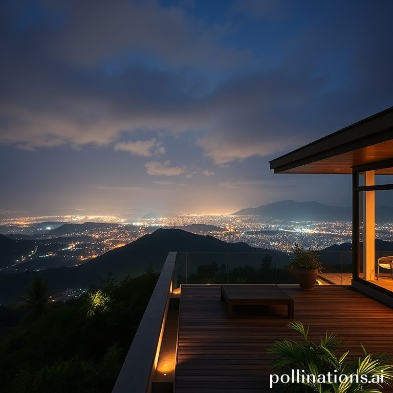 Villa dengan rooftop deck pemandangan malam