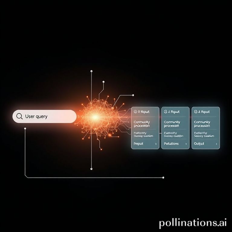 Diagram showing the process of AI tool discovery from user query to community-sourced solution.