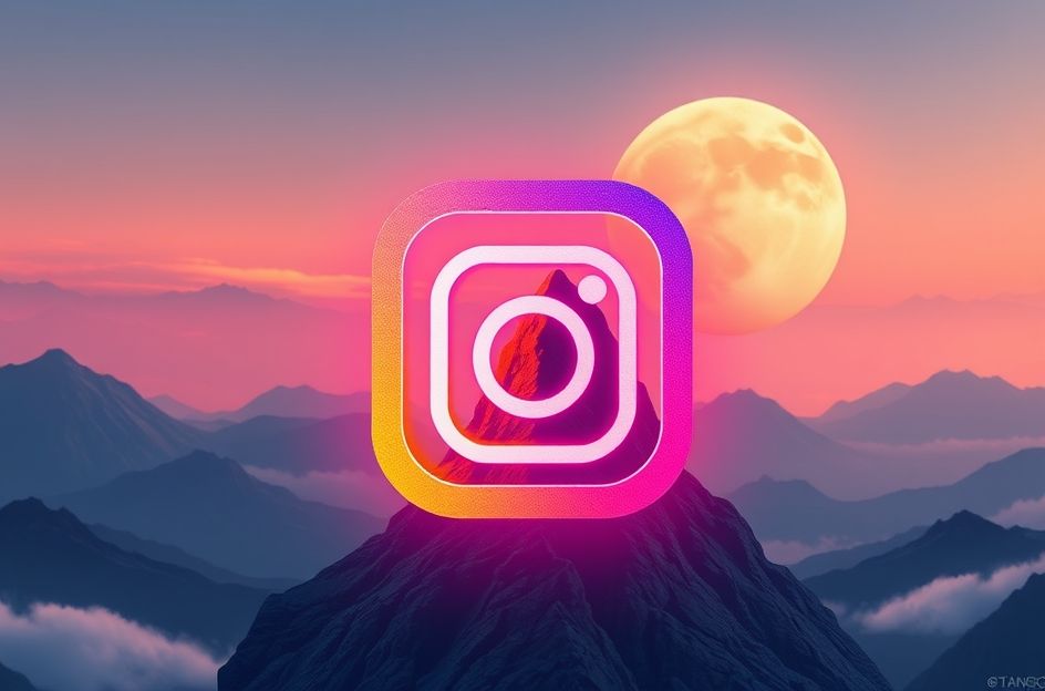 Sebuah representasi visual yang futuristik dan dinamis dari logo Instagram yang dikelilingi oleh angka '3 Miliar' yang bersinar, dengan latar belakang jaringan sosial global yang terhubung dan siluet orang-orang yang berinteraksi di berbagai perangkat digital. Warna-warna cerah dan modern, menunjukkan pertumbuhan dan inovasi.