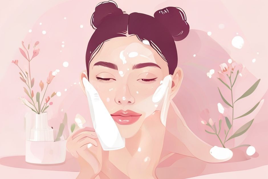 세안 후 3분 안에 보습제를 바르는 골든타임 일러스트