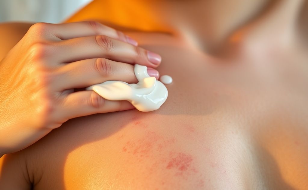 A soothing balm applied to irritated skin with heat rash.