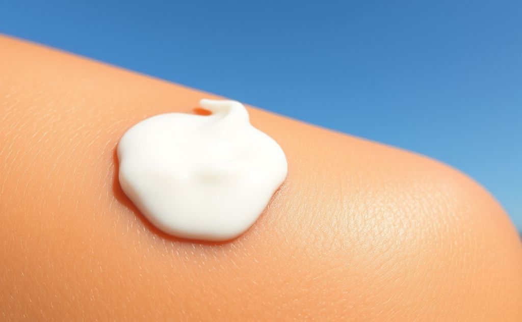 A soothing cream applied to red, irritated skin on a sunny day.