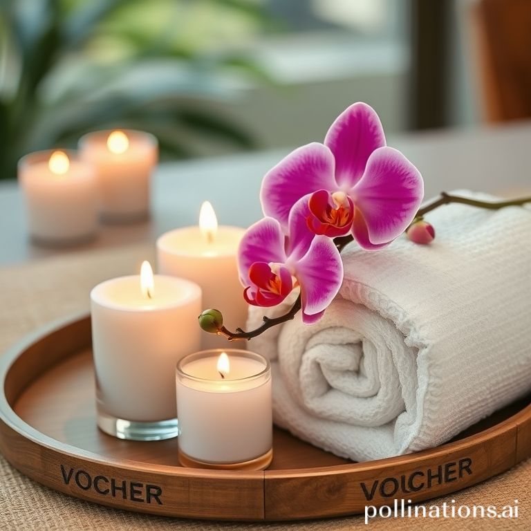 Voucher spa dengan lilin dan handuk